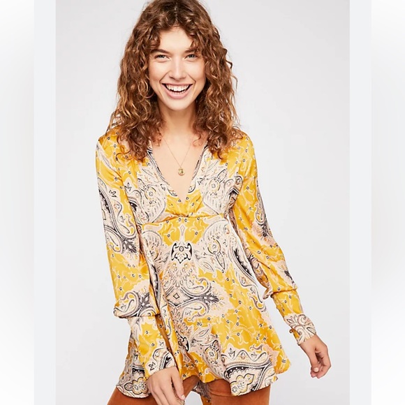 Free People Field of Butterfly Paisley Tunic Top Sz XS - Picture 1 of 15